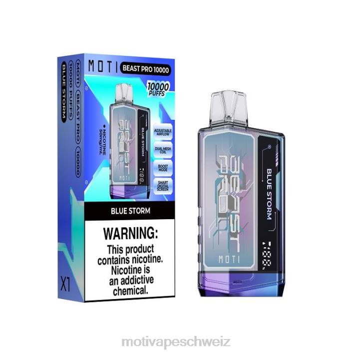 Moti Kaufen Schweiz | MOTI Beast Pro Einweg-Vaporizer (5 %, 10.000 Züge) blauer Sturm 4H8N38