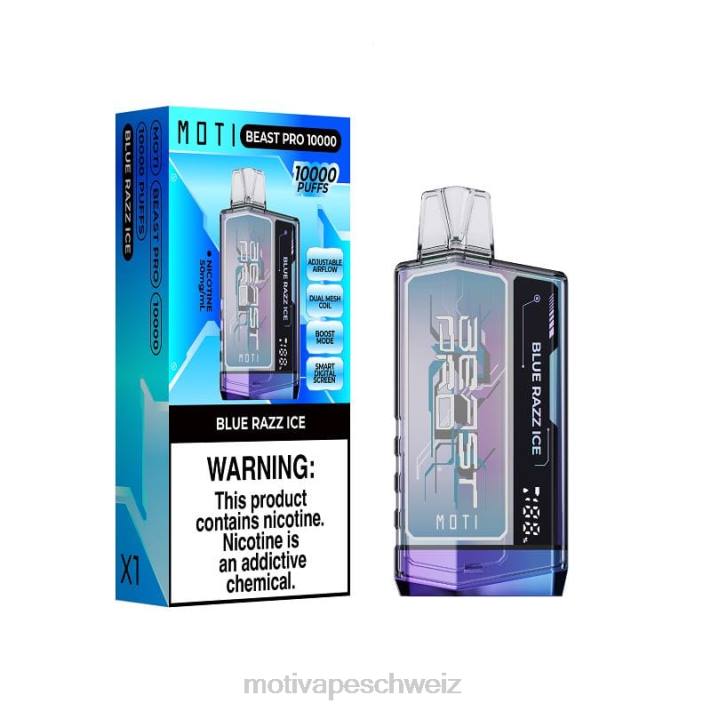 Moti Play Kaufen | MOTI Beast Pro Einweg-Vaporizer (5 %, 10.000 Züge) blaues Razz-Eis 4H8N40