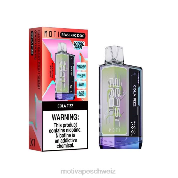 Moti Vape Geneva | MOTI Beast Pro Einweg-Vaporizer (5 %, 10.000 Züge) Cola-Sprudel 4H8N42