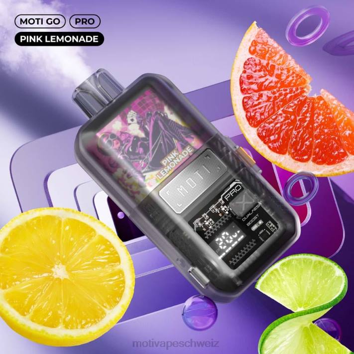 Moti Kaufen Schweiz | MOTI Go Pro Einweg-Vaporizer (5 %, 12.000 Züge) pinke Limonade 4H8N18