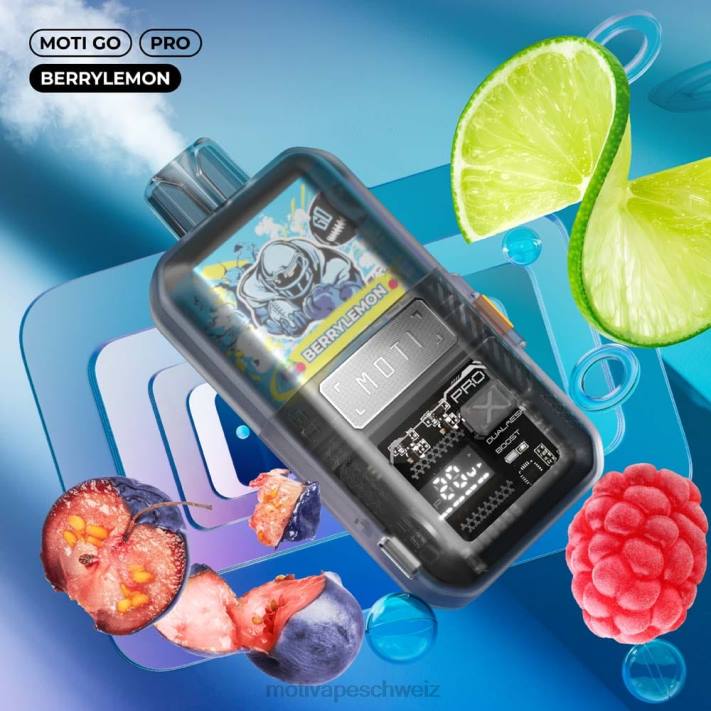 Moti Vape Schweiz | MOTI Go Pro Einweg-Vaporizer (5 %, 12.000 Züge) BeereZitrone 4H8N11