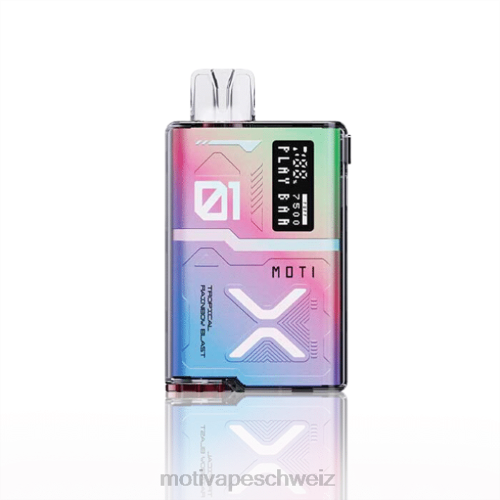Moti Vape Pod | MOTI Play Bar 7500 Einweg-Vaporizer (5 %, 7500 Züge) tropische Regenbogenexplosion 4H8N54